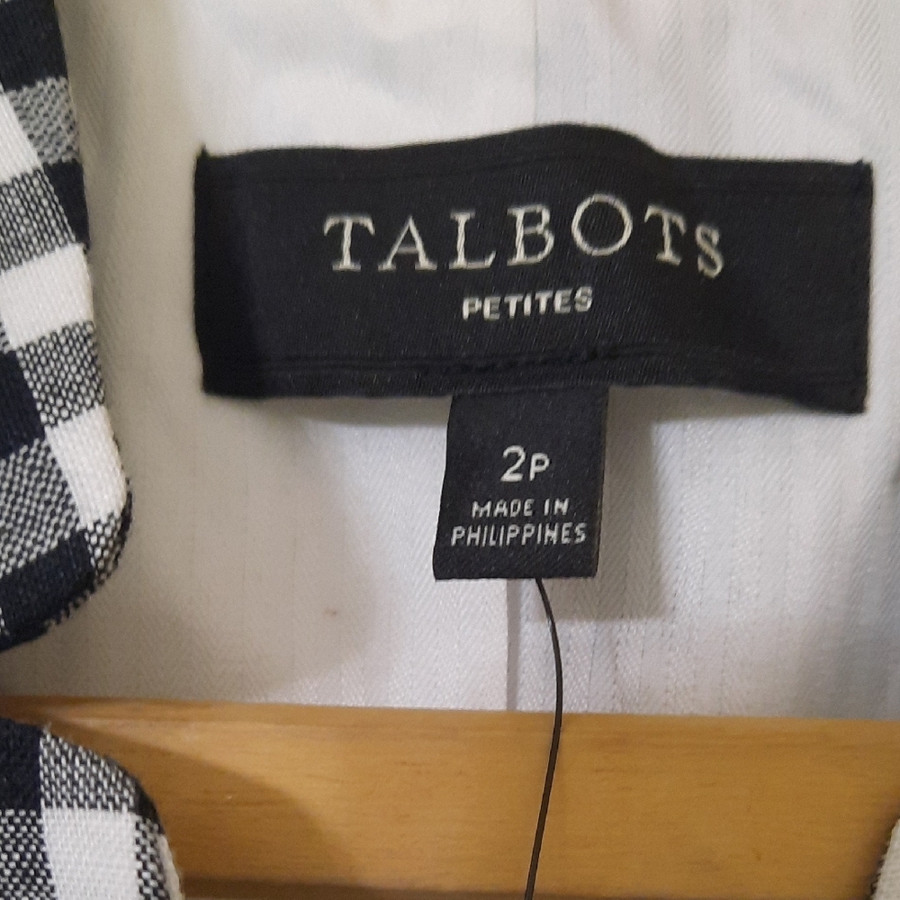 Talbots Classic Black and White Gingham Blazer - Picture 2 of 14
